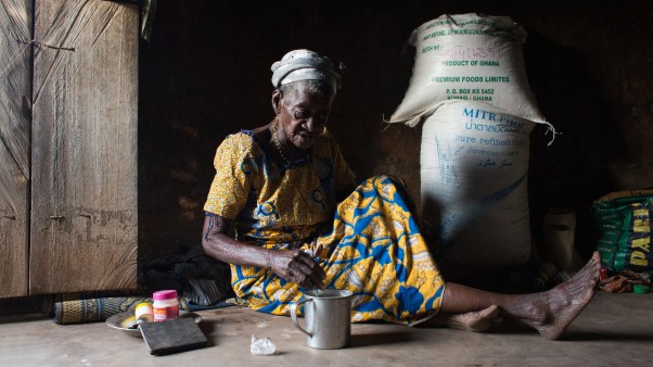 A widow accused of being a witch living in exile in a witch camp in Ghana.