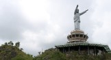 The statue of Jesus Christ Blessing at the Peak of Buntu Burake in Indonesia.