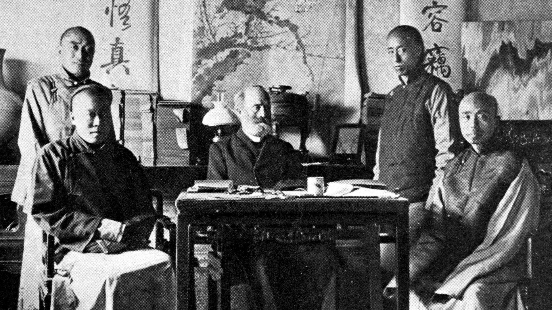 W. A. P. Martin (center) who helped with the Mandarin translation of the Bible