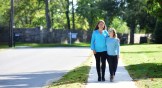 Amy Julia Becker and Penny going for a walk.