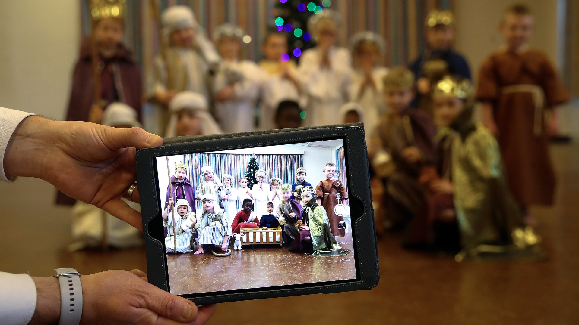 Pupils at Manor Park School in Knutsford, England perform their Christmas nativity play.