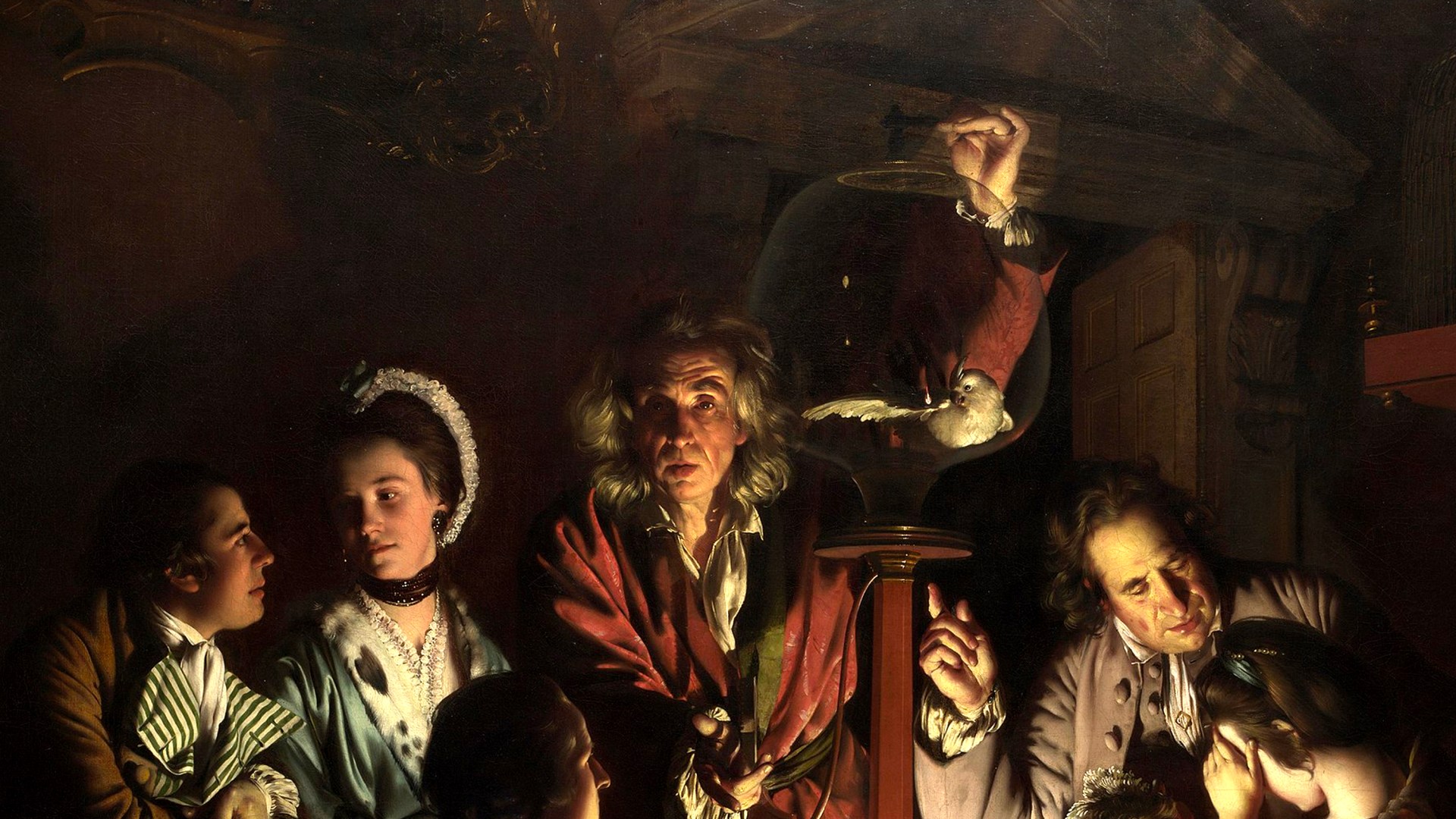 An Experiment on a Bird in the Air Pump painted by Joseph Wright of Derby