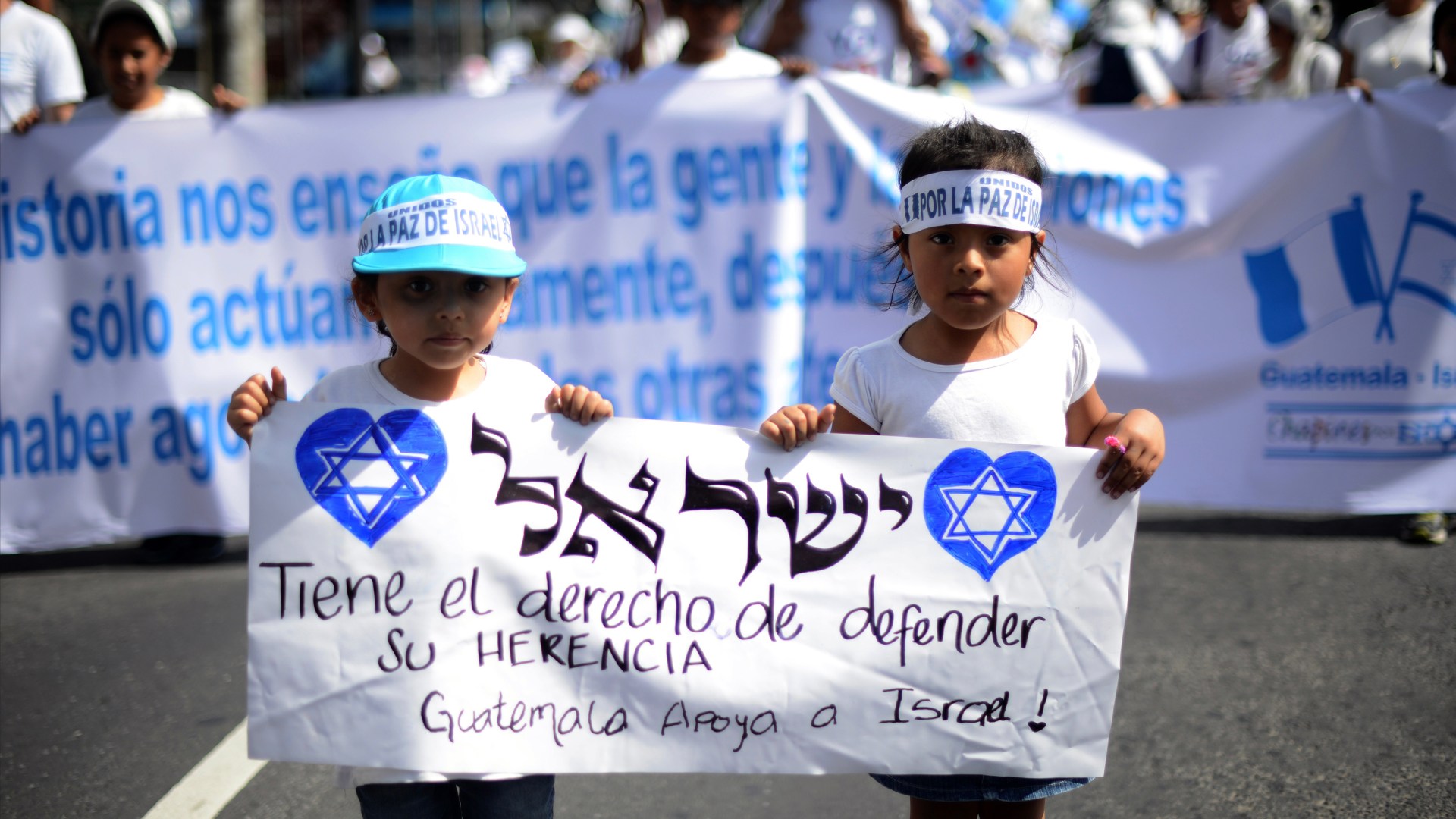 People show their support for Israel in the streets of Guatemala City.