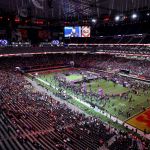 A view of the field for Super Bowl LVIII that will take place Sunday in Las Vegas.