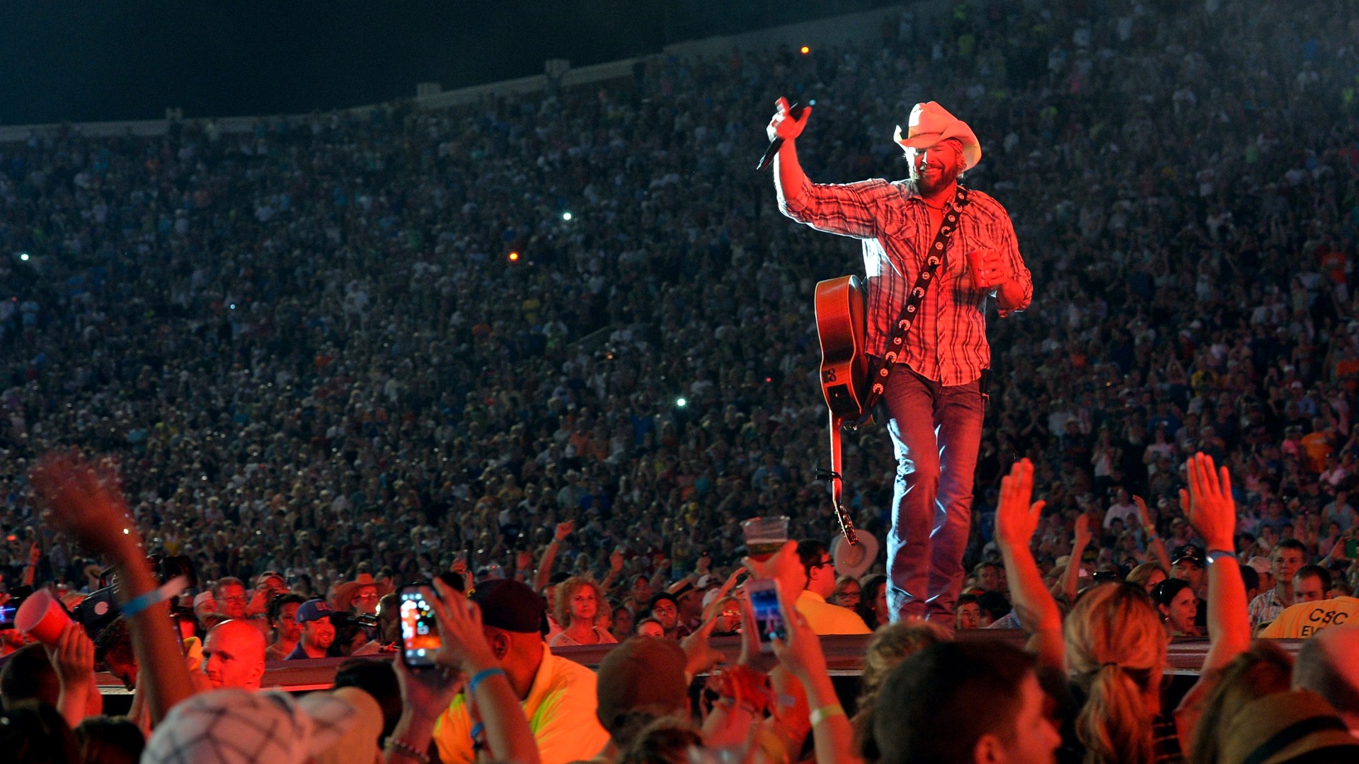 Toby Keith performs during a concert in Oklahoma.