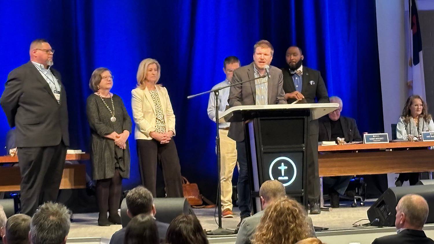 Joshua Wester, chair of the SBC's Abuse Reform Implementation Task Force, speaks at the SBC Executive Committee's meeting in Nashville.