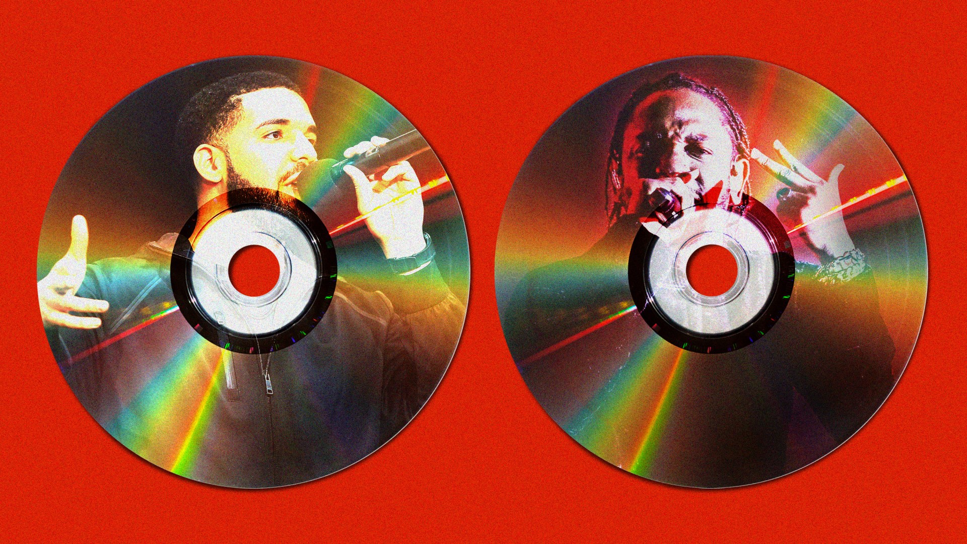 Drake (left) and Kendrick Lamar (right)