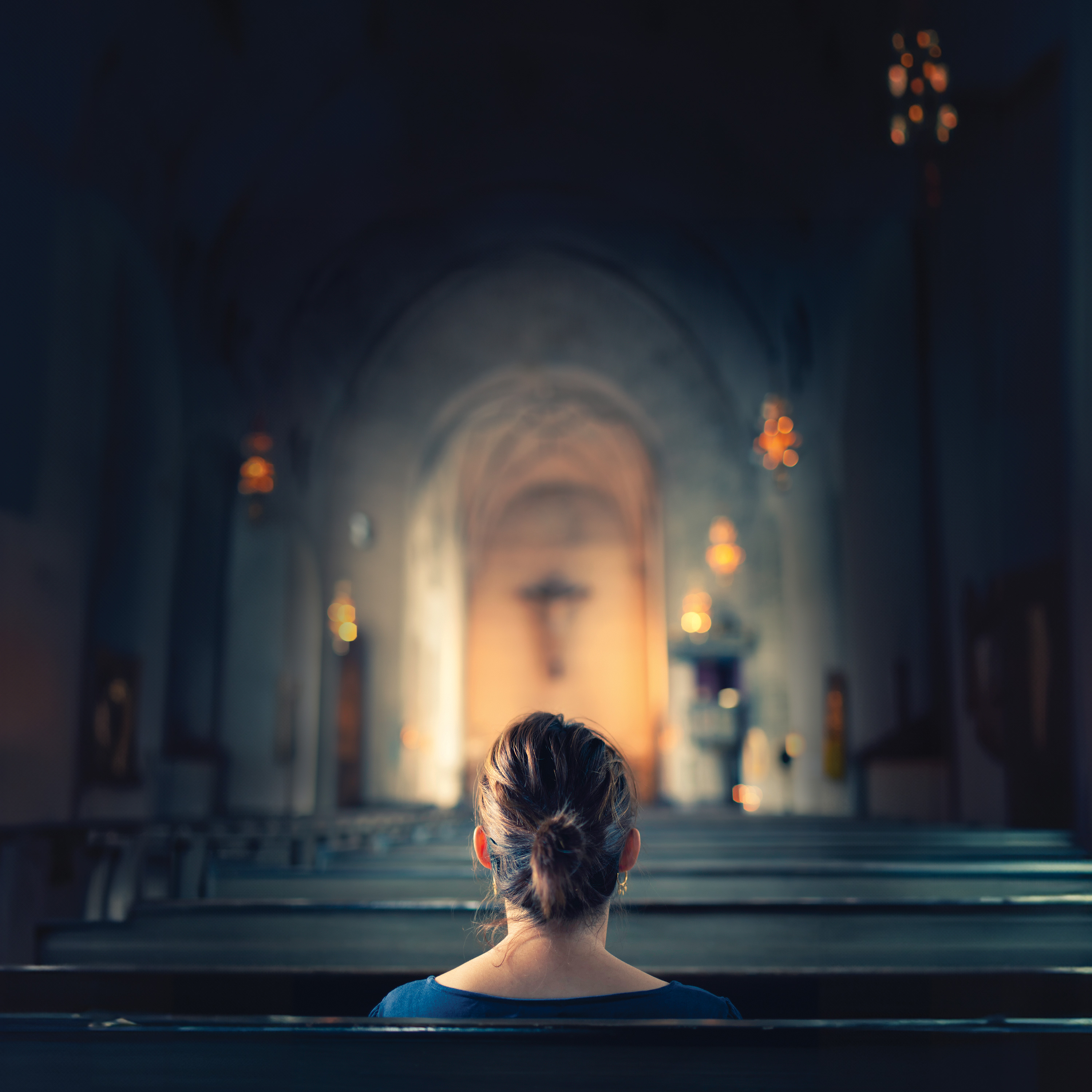 woman in pew