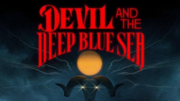 dark sky with moon and red text