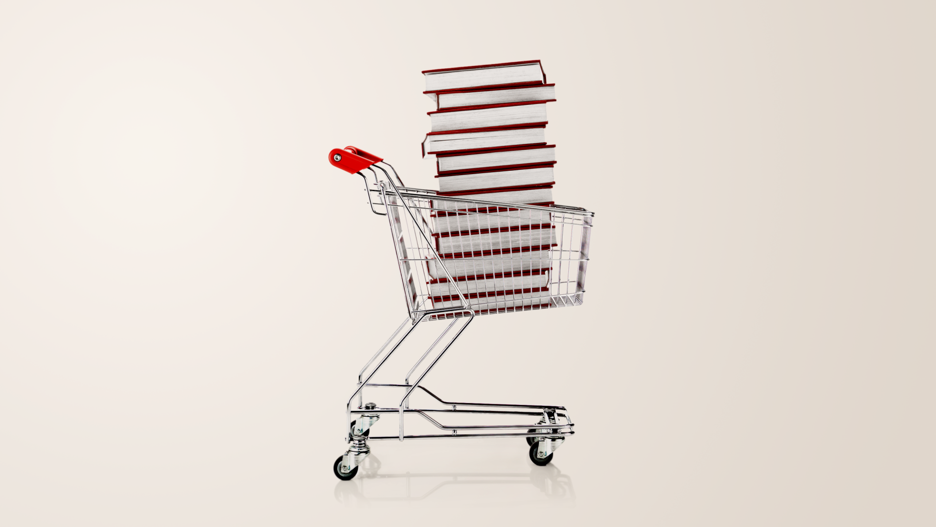 A shopping cart full of Bibles.