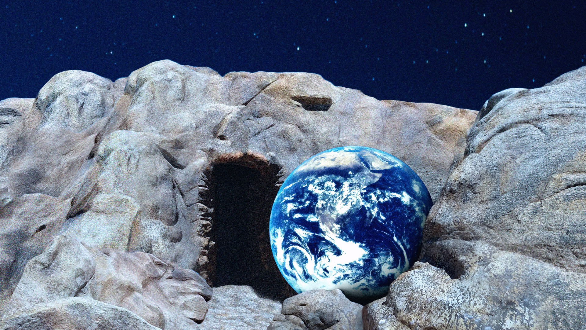 The earth as the stone rolled away from Jesus' tomb.