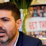 Michael Levy, whose brother was taken hostage in Gaza, speaks during a press conference with family members of seven hostages at the Embassy of Israel in London.