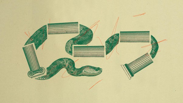 A snake with pieces made of a column