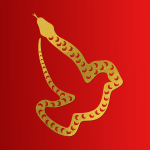 A snake making the shape of a dove