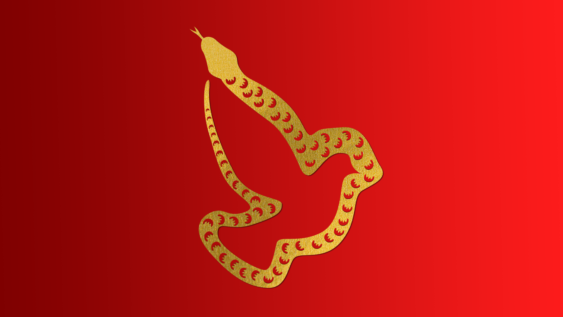 A snake making the shape of a dove