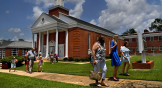 Evangelicals leaving a church service in Alabama