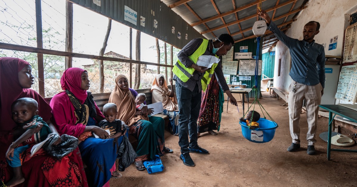 Patients seek treatment at a USAID supported hospital in Somalia during a drought in 2022.