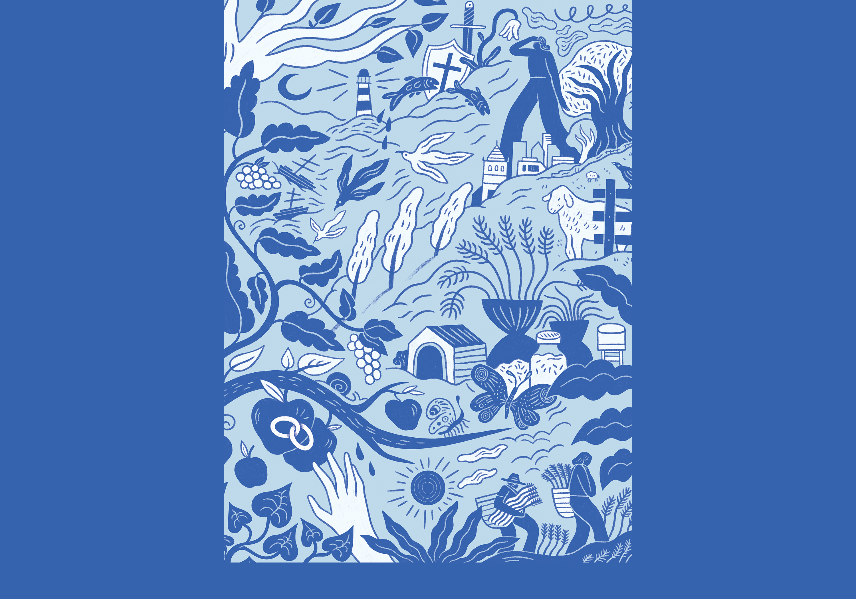 An illustration depicting various metaphors of the church.