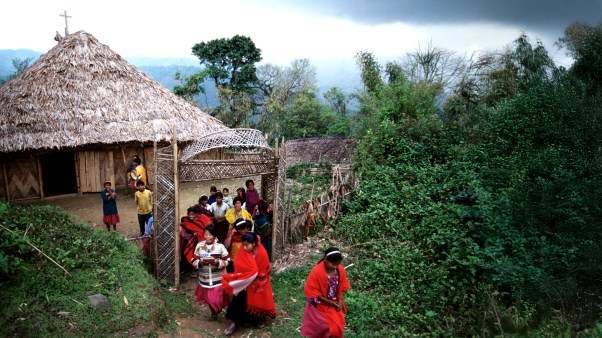 Christians leaving a church in Arunachal Pradesh.