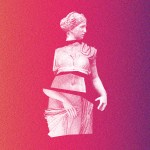 A woman statue broken up into different parts of her body