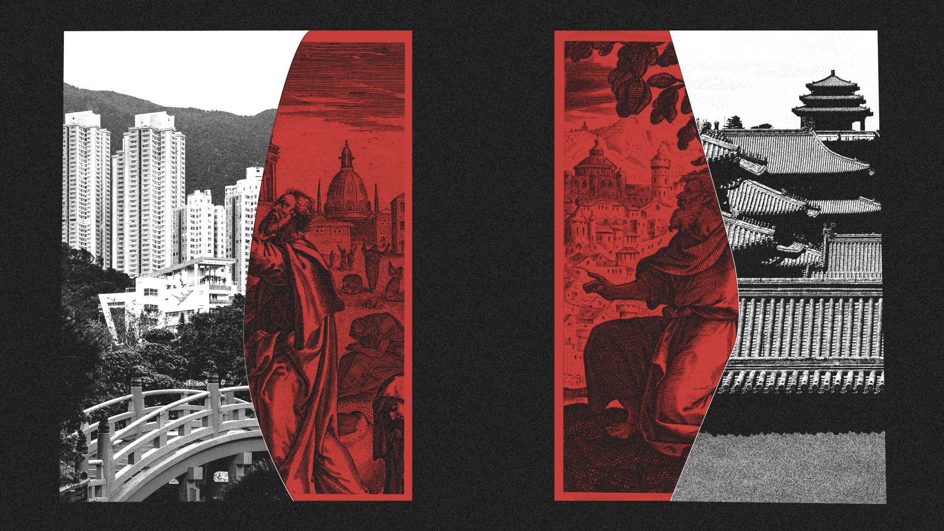 Hong Kong next to Jonah preaching to xthe Ninevites and China next to Jonah under a tree