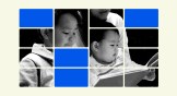 Korean family reading a book together