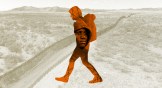 The silhouette of a man crossing the border