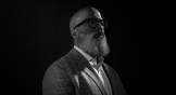 Black and white portrait of Jason Wilson
