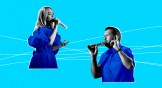 Carrie Underwood and Luke Bryan singing on American Idol