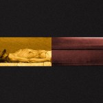 A collage of Jesus' corpse and a coffin.