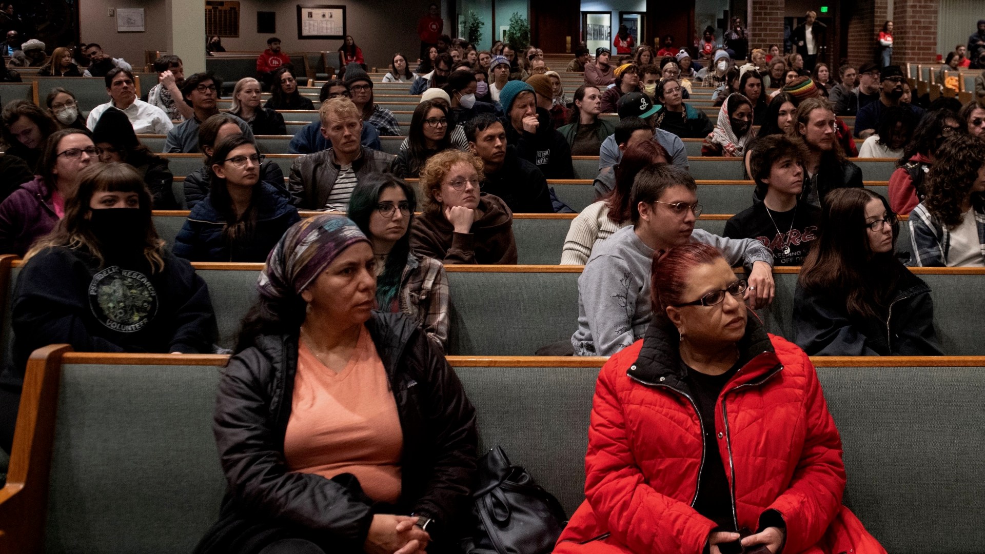 A church in Denver, Colorado gathers to discuss immigrant rights.