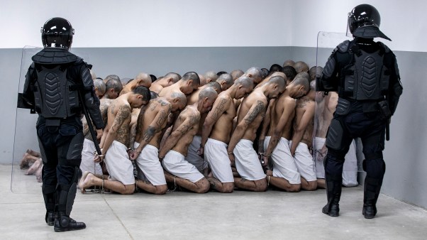 Detainees at El Salvador's CECOT prison in 2023