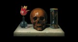 Detail from the painting Still-Life with a Skull by Philippe de Champaigne