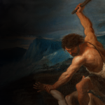A painting of Cain that is fading into darkness.