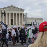March for Life participants demonstrate in front of the Supreme Court in Washington, DC