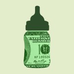 A baby bottle made of cash