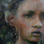 A young girl painted with shaky brushstrokes