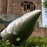 The wreckage of an aircraft launched by India that crashed in Wuyan Pampore in Kashmir.