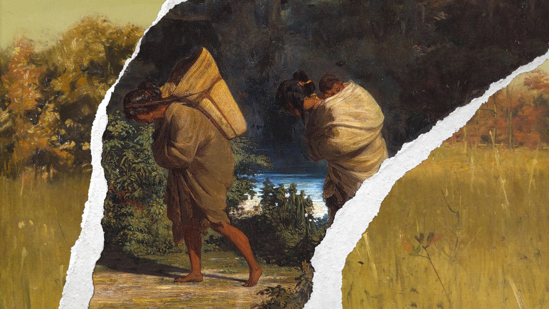 Indigenous people walking the Trail of Tears