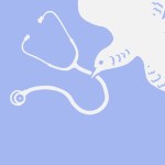 A dove holding a stethoscope in its beak