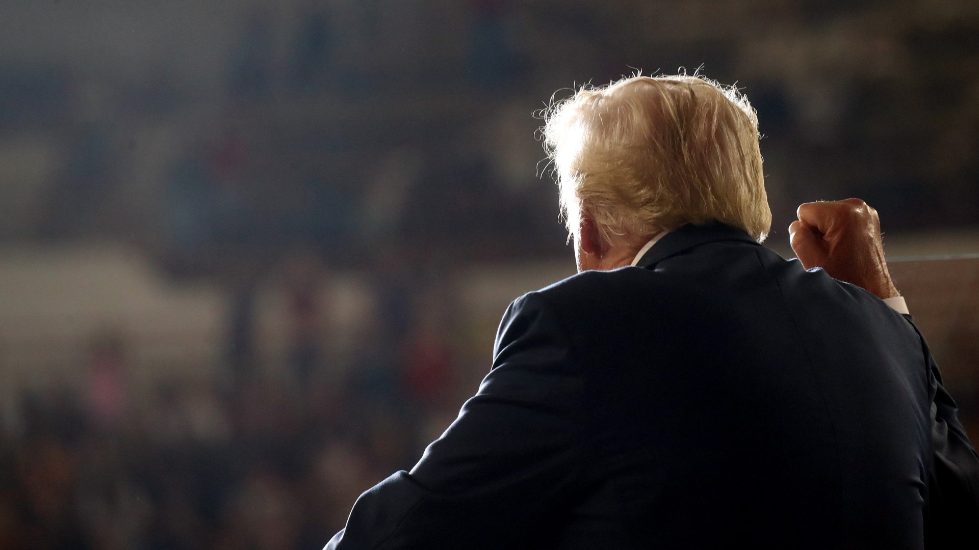 Trump with his fist raised