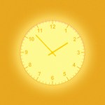 A glowing golden clock.