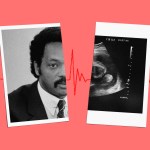 A collage of Jesse Jackson and an ultrasound image on a red background.