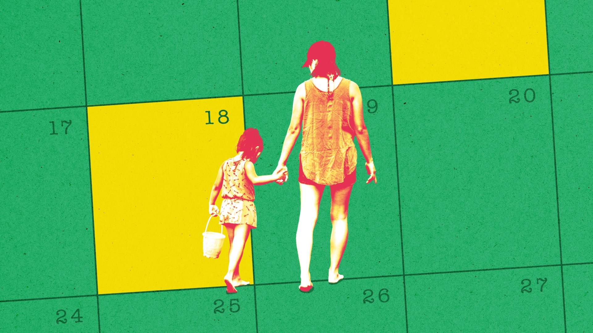 A child and mother walking on a calendar