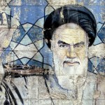 A mural on a street in Tehran depicting former head of state Ayatollah Khomeini.