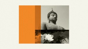 Buddha statue and lotus flower