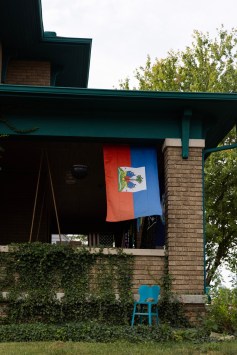 A Haitian flag is displayed on a home in Springfield, OH on September 17, 2024.