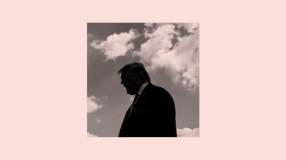 Donald Trump in front of a cloudy sky