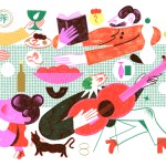 people gathered around the table, eating and celebrating