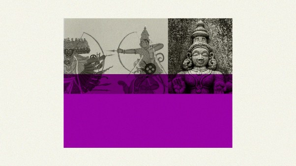 Rama in battle and Vishnu